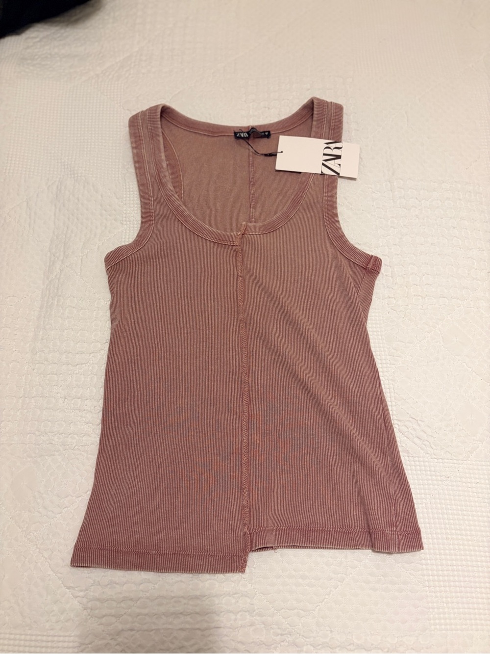 Zara Dusty Rose Ribbed Tank Top - Women's Sleeveless Knit